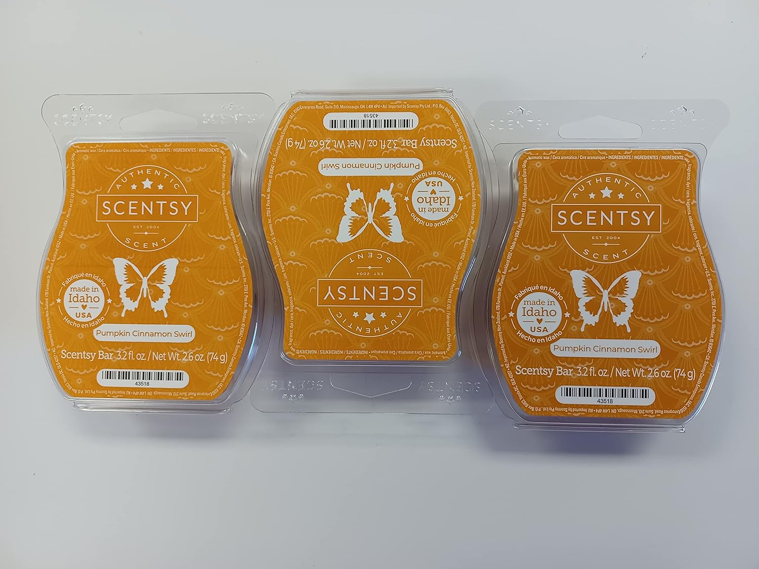 Scentsy Pumpkin Cinnamon Swirl Wickless Candle Bar 3-Pack