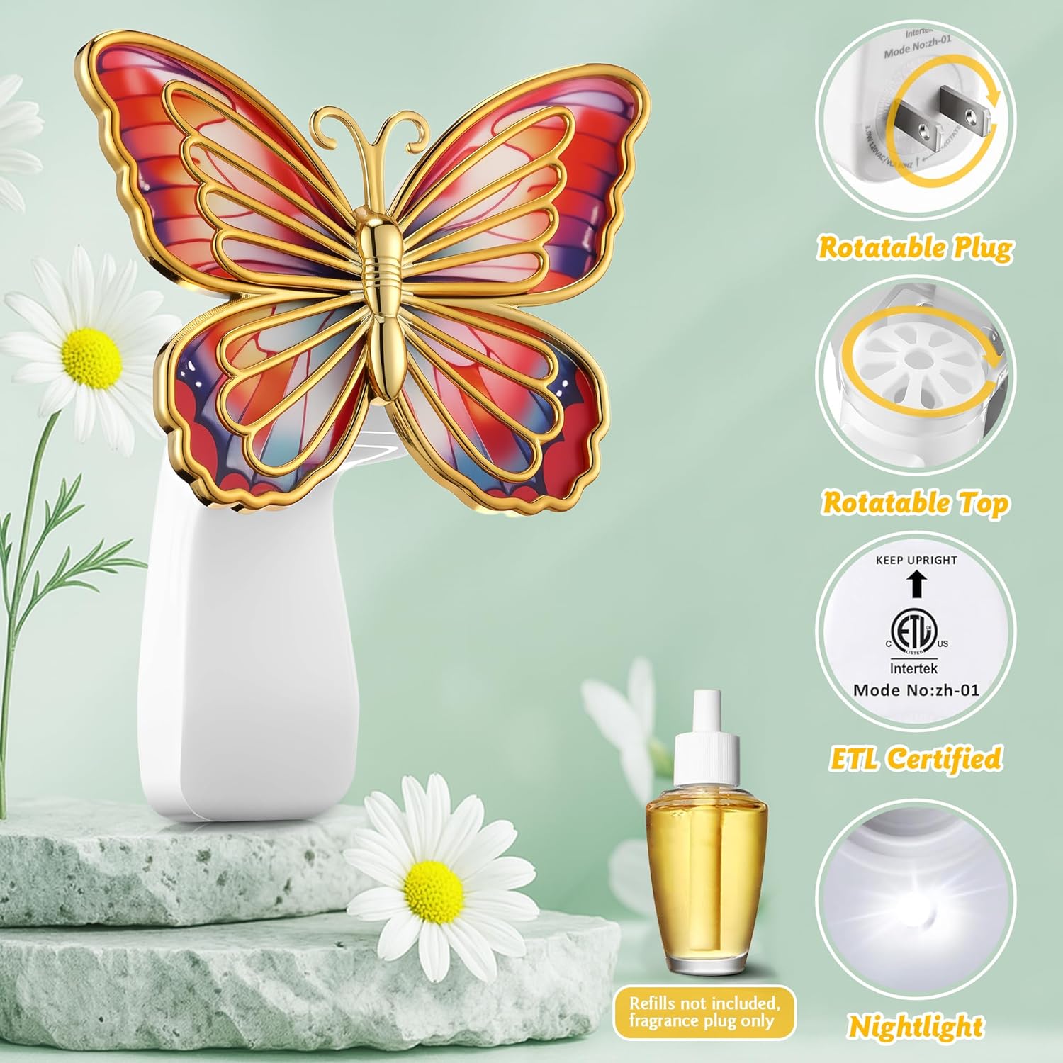 Butterfly Wall Fragrance Diffuser with Night Light