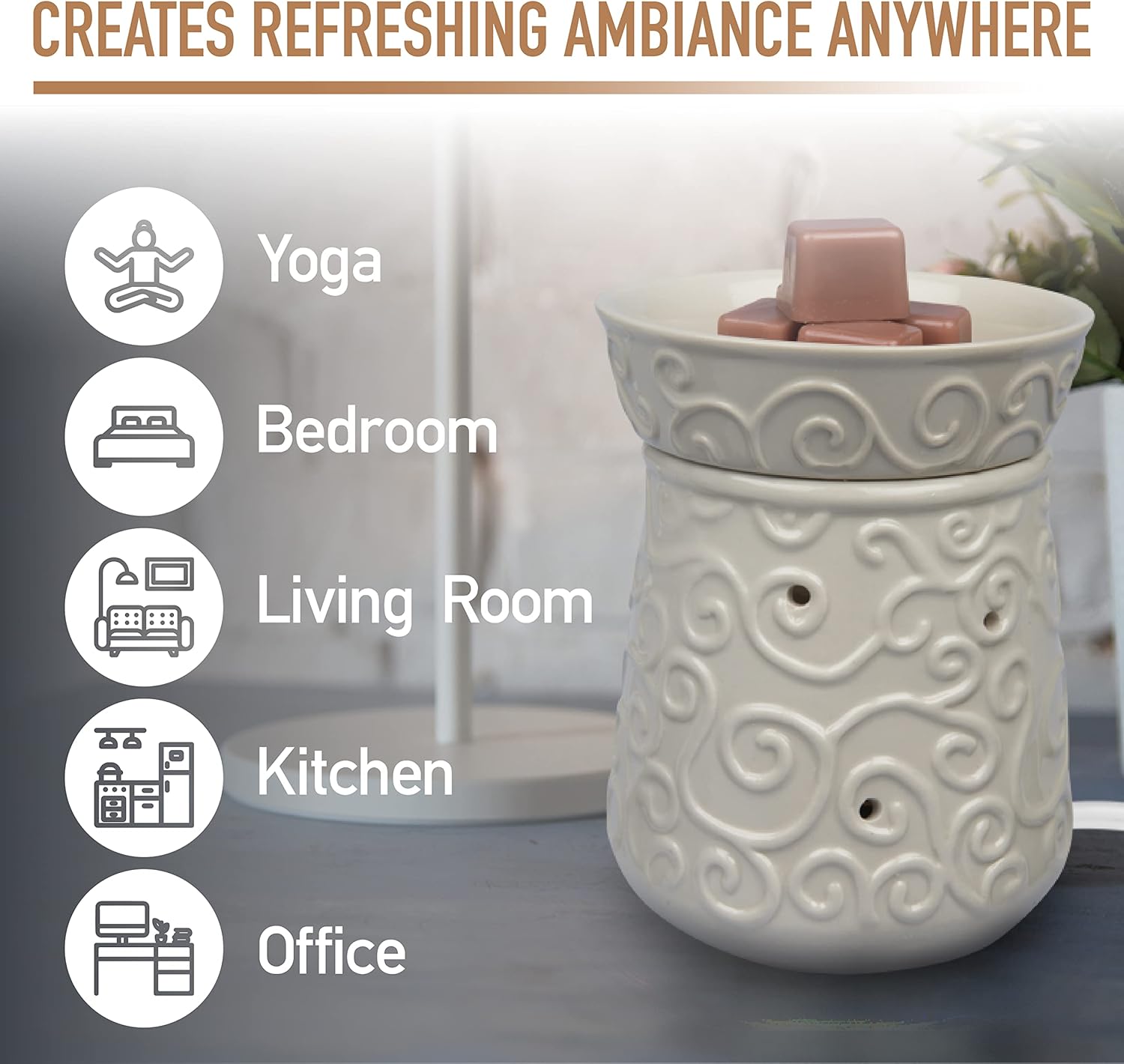 DEco Fragrance Wax Melter Warmer - 4 Cinnamon Cubes Included