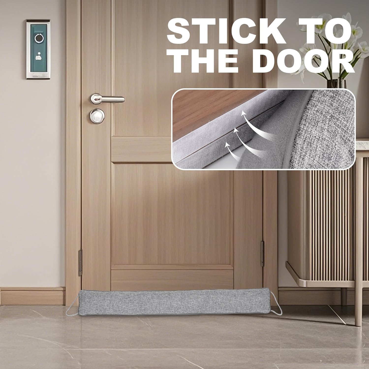 UUYUUY Door Draft Stopper Weighted Gap Filler Grey
