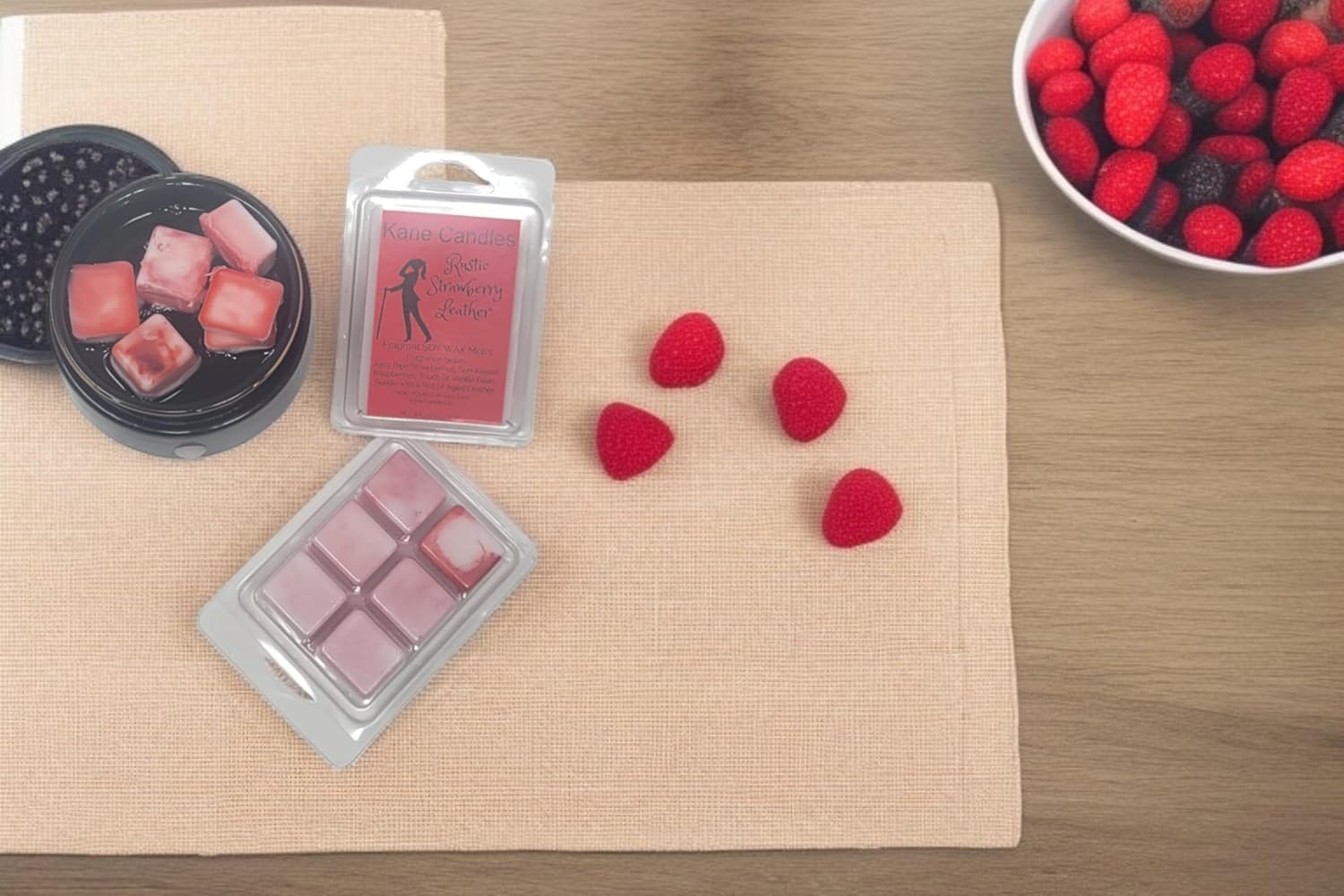 Rustic Strawberry Leather Wax Melts Pack of 2 Kane Candles