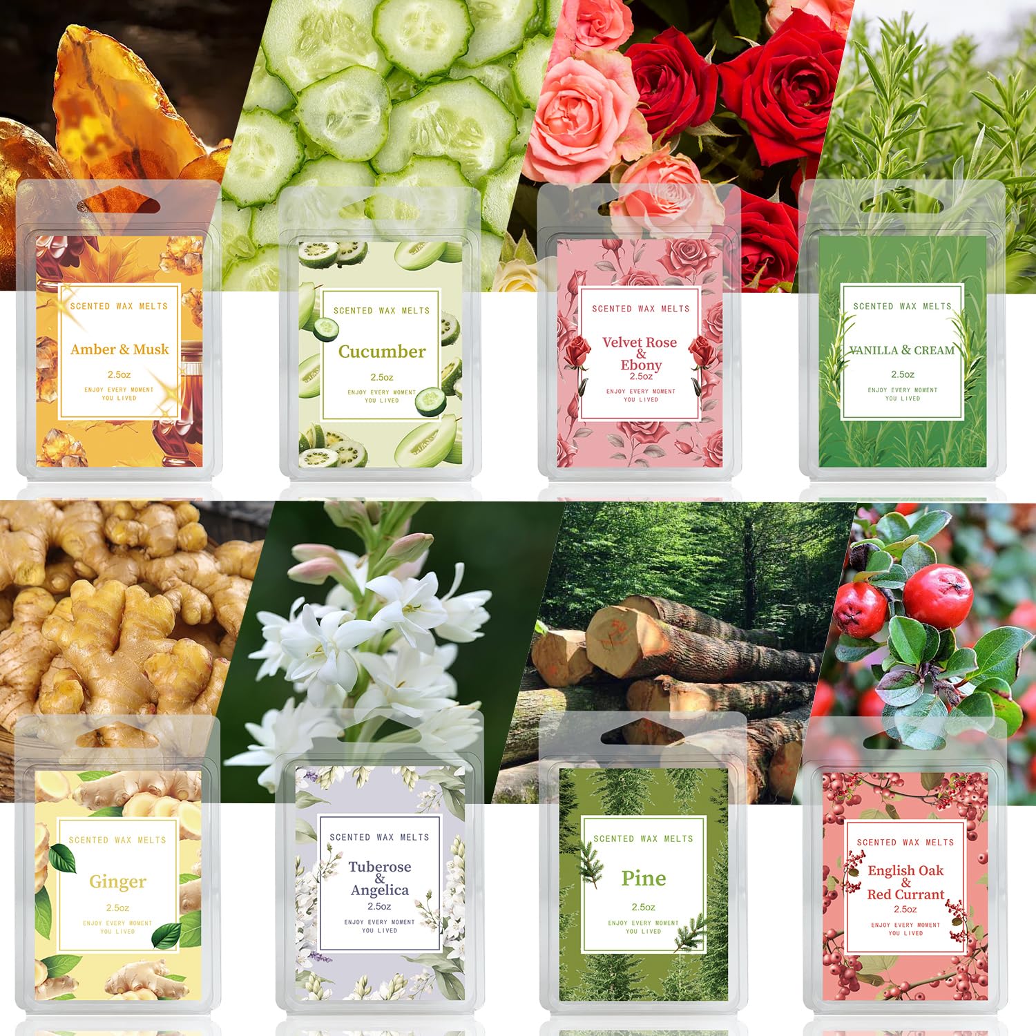 BINYUAN Summer Tropical Soy Wax Blocks with 8 Fragrance Sets
