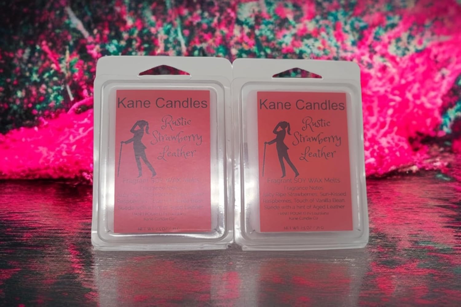 Rustic Strawberry Leather Wax Melts Pack of 2 Kane Candles