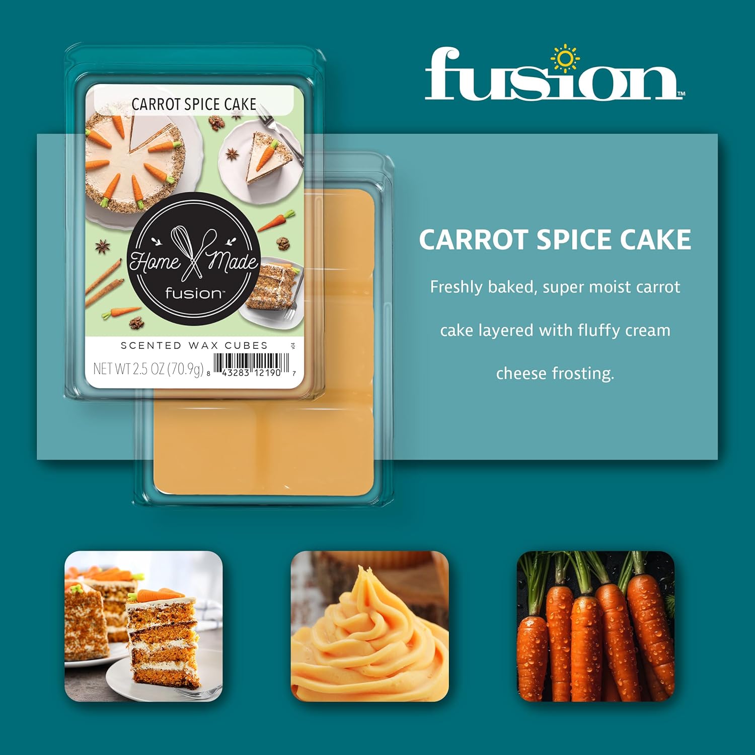 FUSION by Scentsationals Scented Wax Melts - Carrot Spice Cake 3-Pack