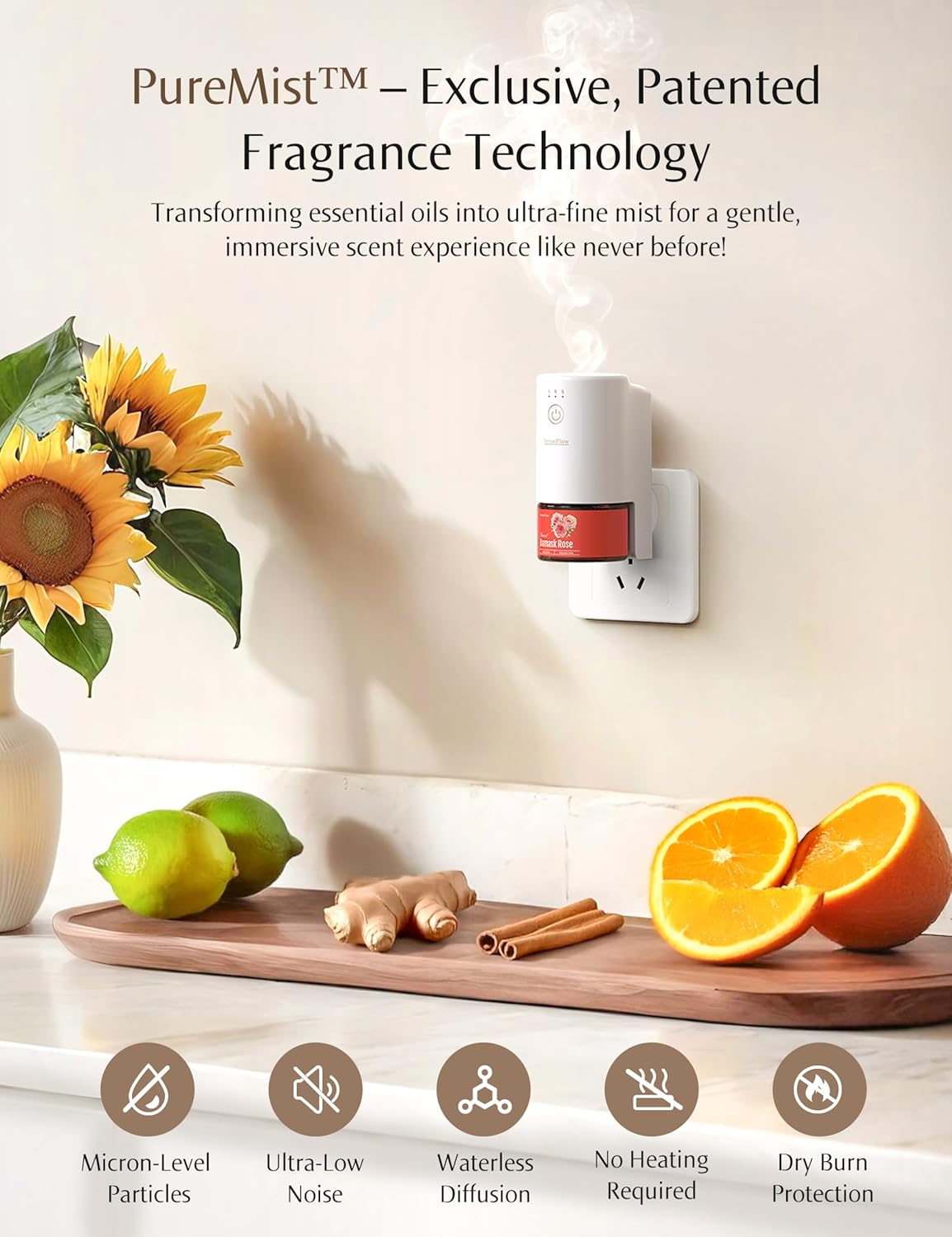 SenseFlow SF101S Smart Wi-Fi Waterless Diffuser with Minted Rosewood