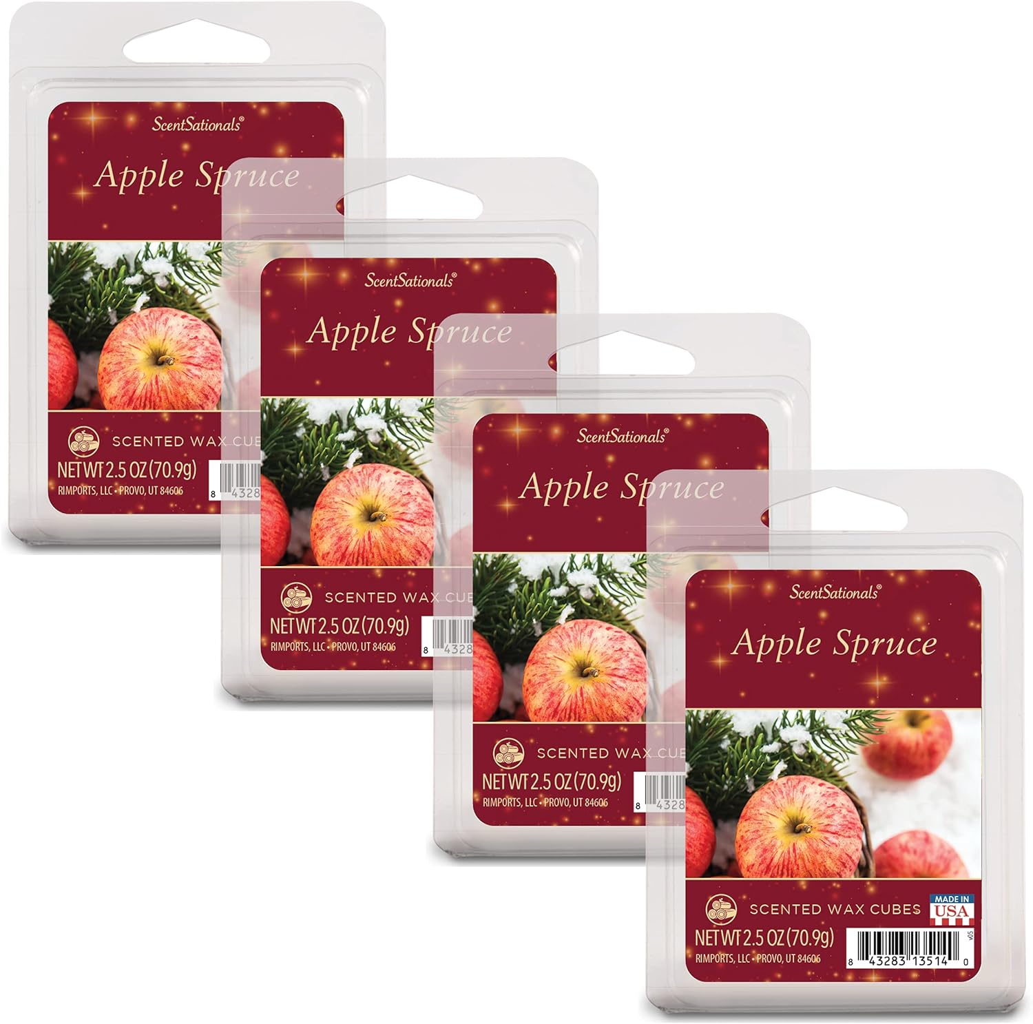 Scentsationals Scented Wax Melts Holiday Collection 4-Pack Apple Spruce
