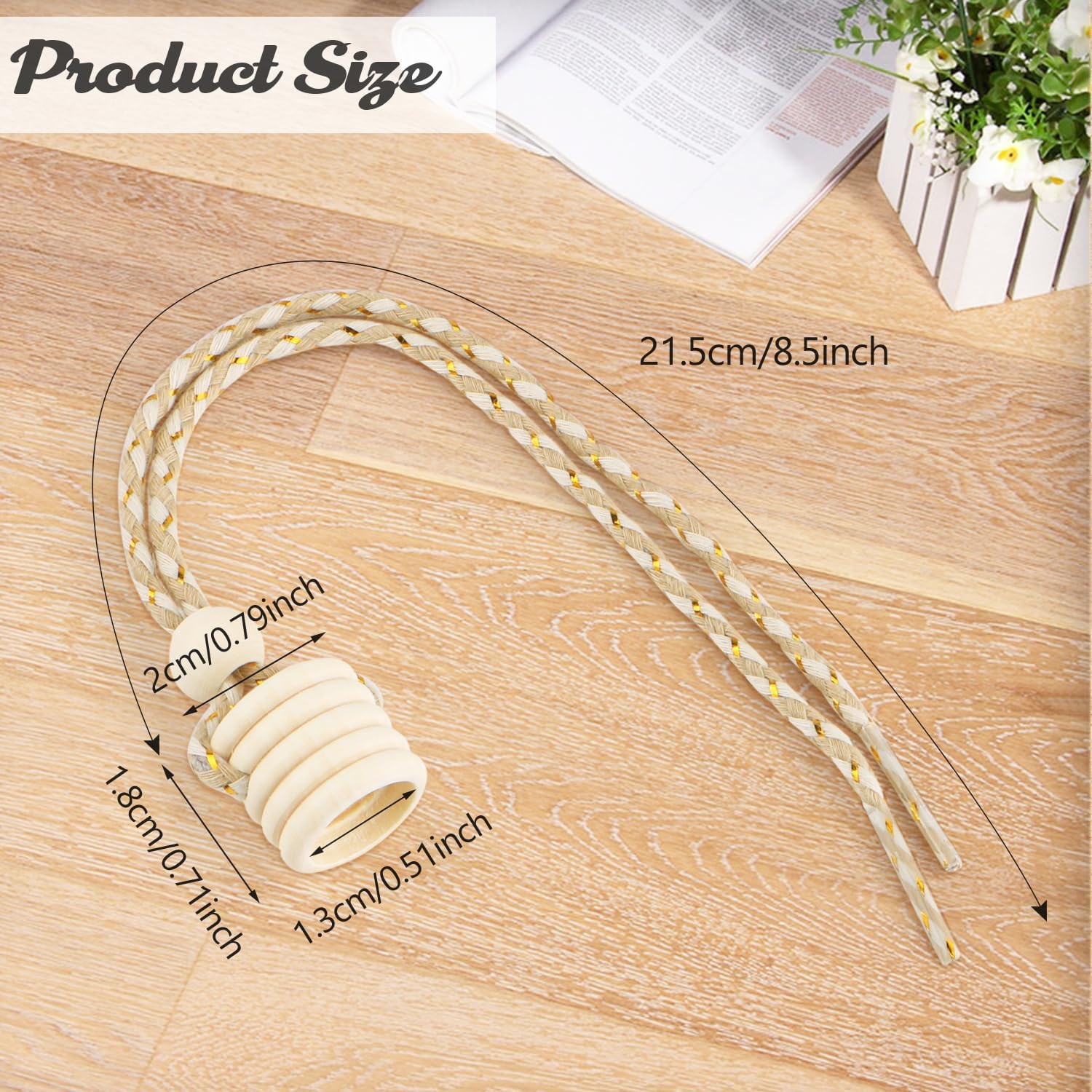 100 Pcs Wooden Air Freshener Replacement Caps with Hanging String
