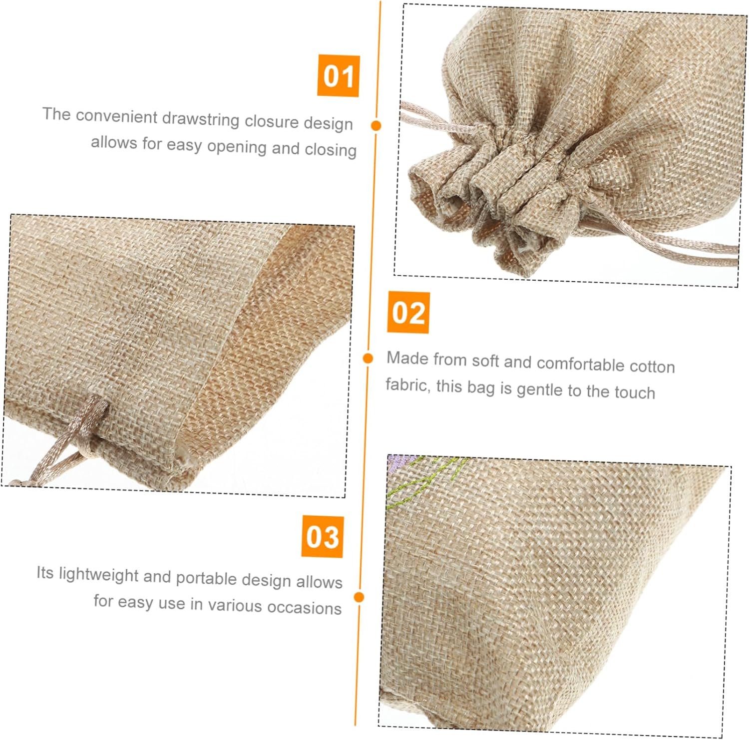 VICASKY 10 Pack Lavender Sachet Bags Drawstring Refillable Empty Fragrance Pouches