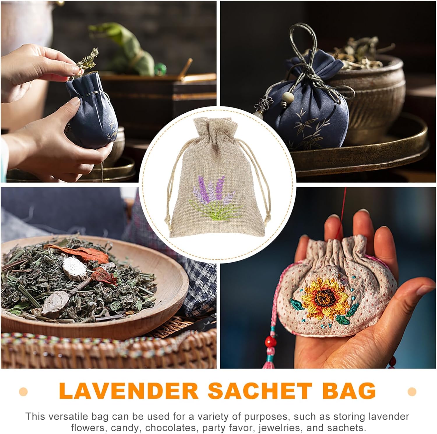 PRETYZOOM Noble Style Muslin Drawstring Sachet Bags for Fragrance