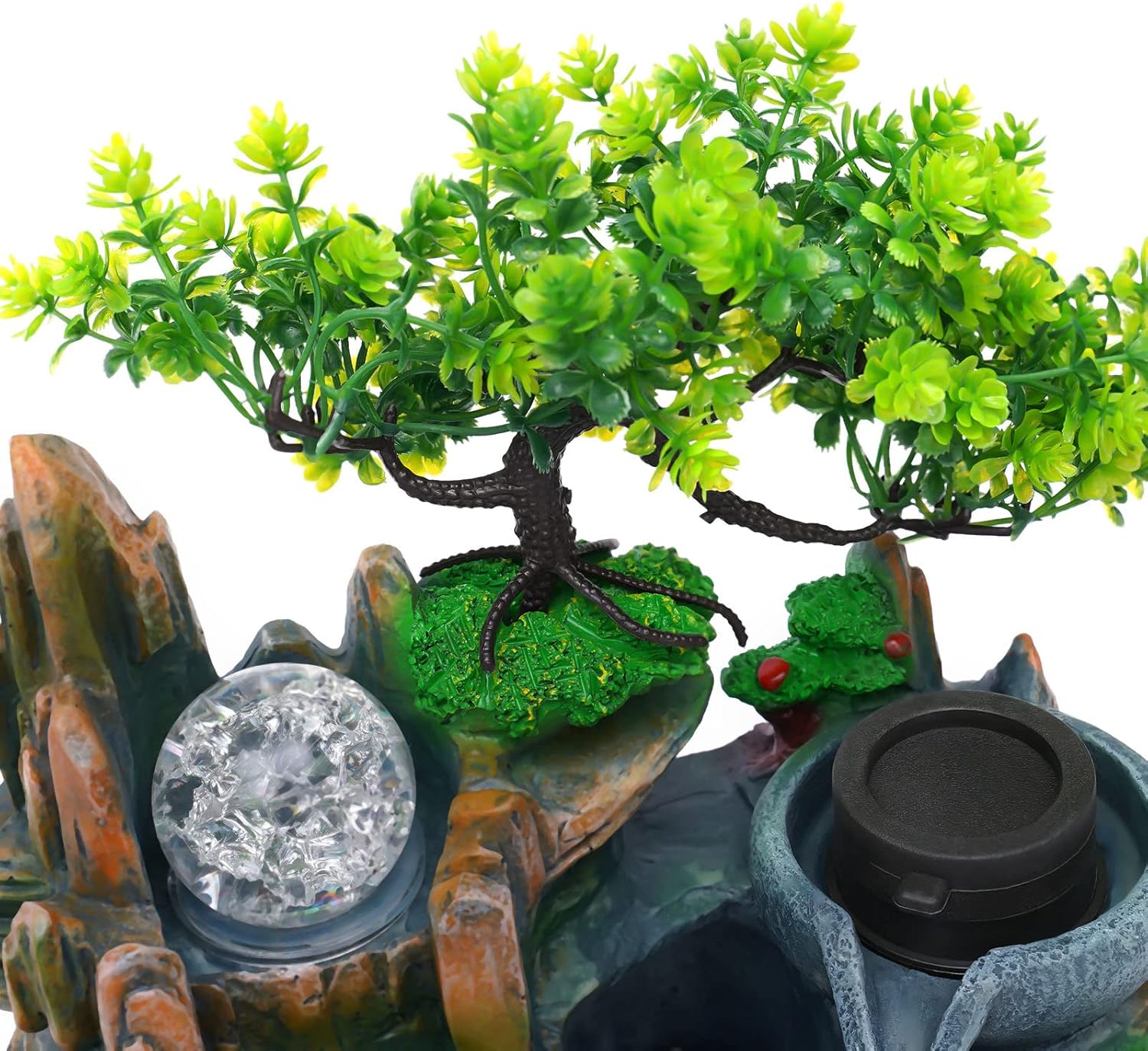 Tabletop Fountain with Rockery and 12LED Lights for Home Office