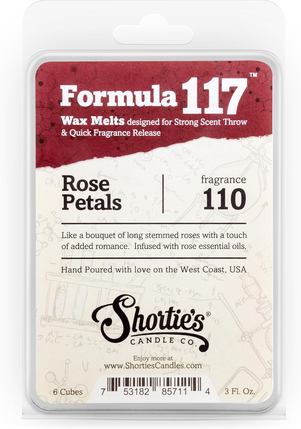 Shorties Candle Company Rose Petals Wax Melts - 3 Oz Bar
