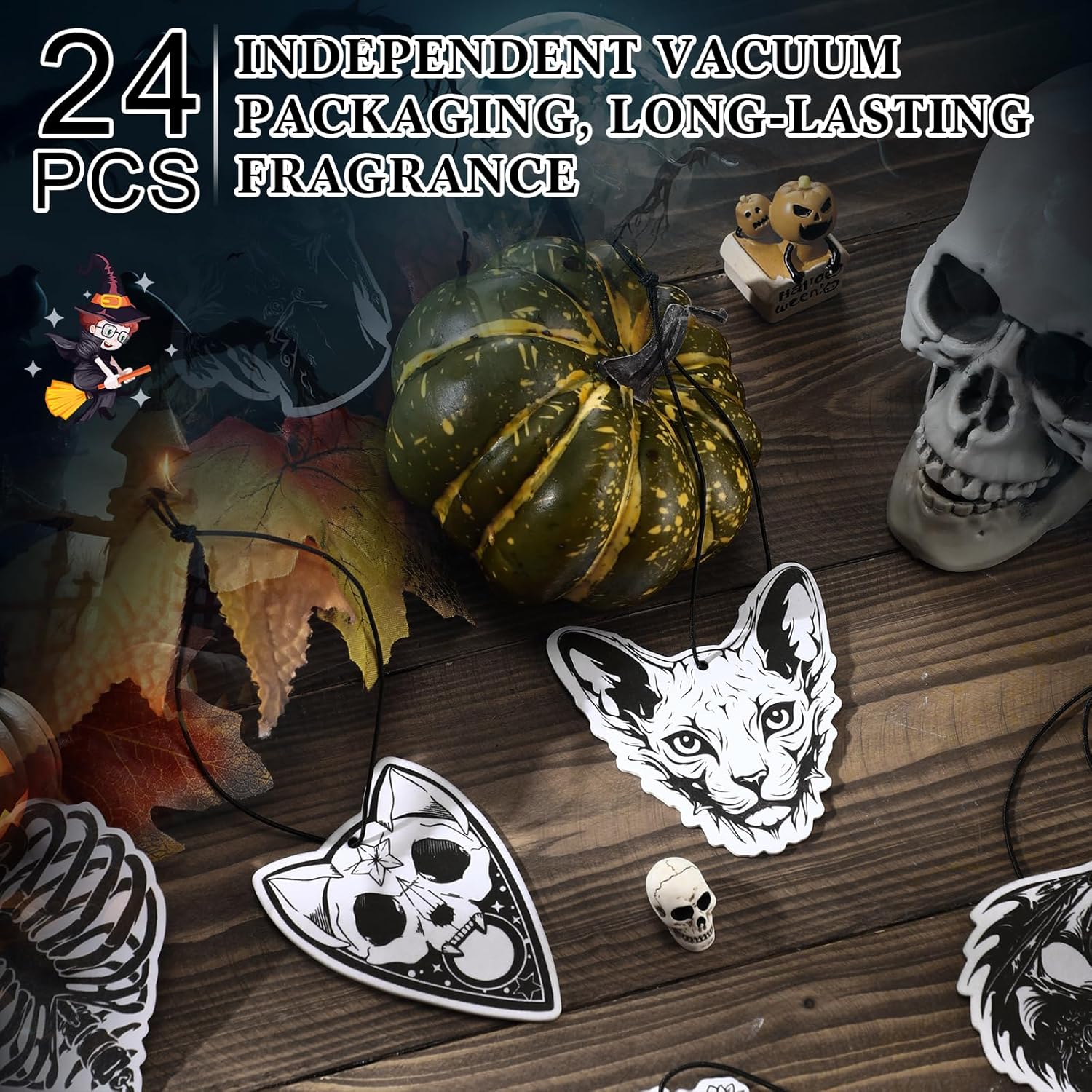 12 Pcs Gothic Scented Decor Black Skull Car Air Freshener