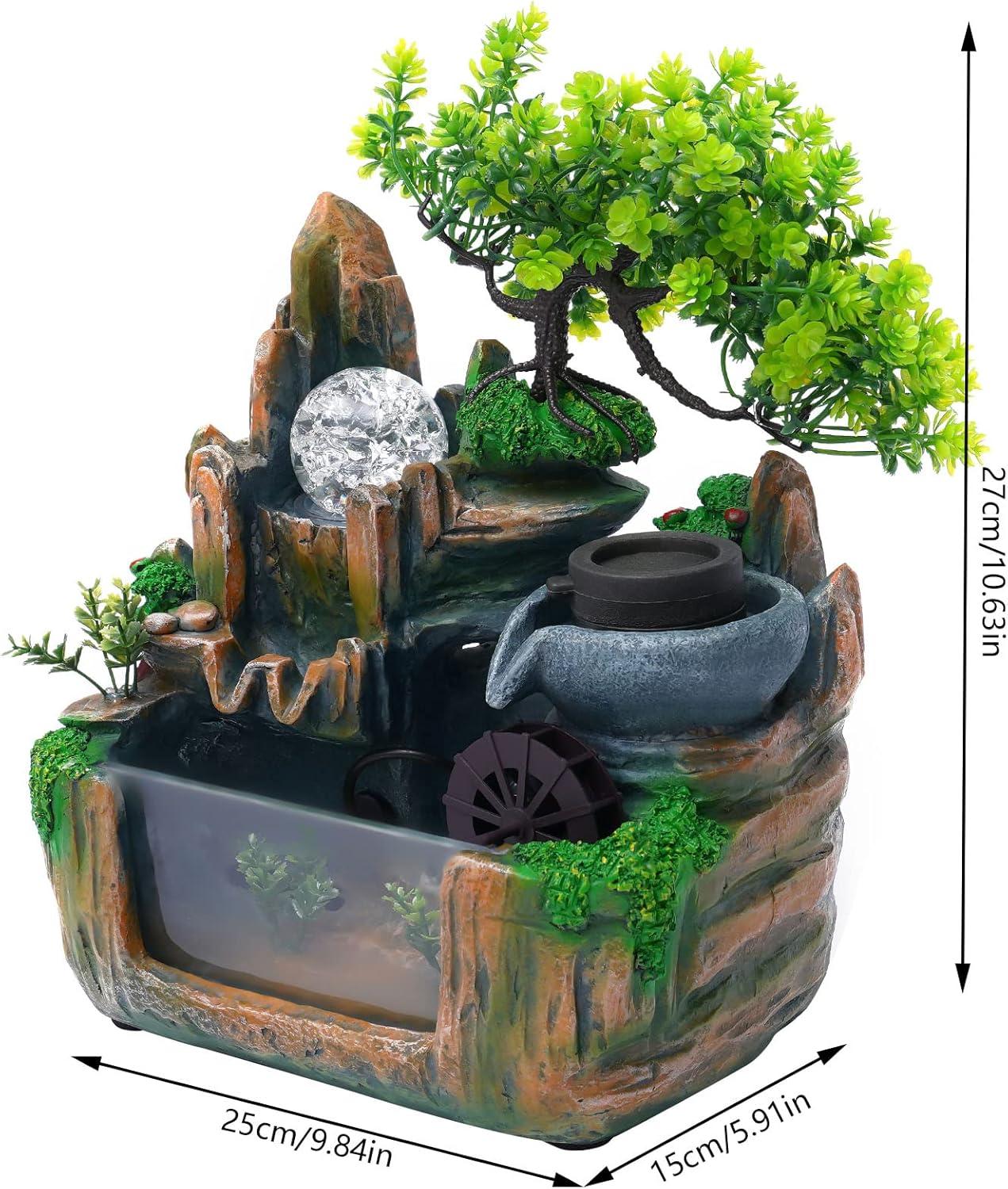 Mini Indoor Rockery Fountain with LED Light and Misting Effect