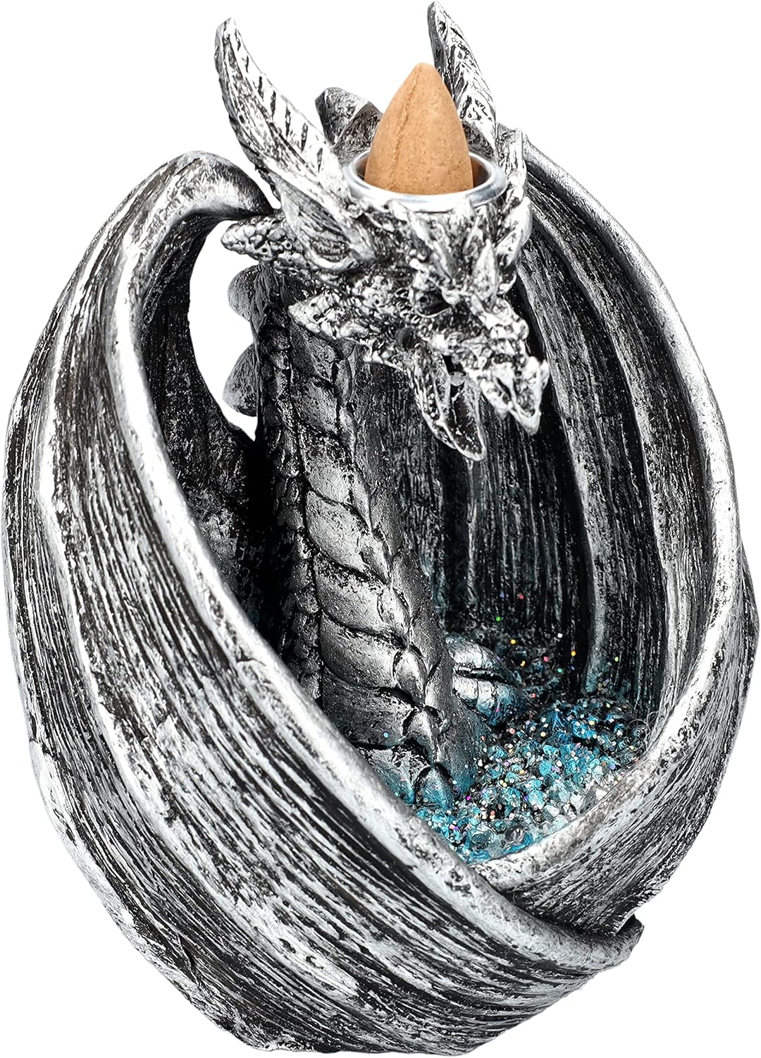 Pacific Giftware Backflow Dragon Silver Incense Burner