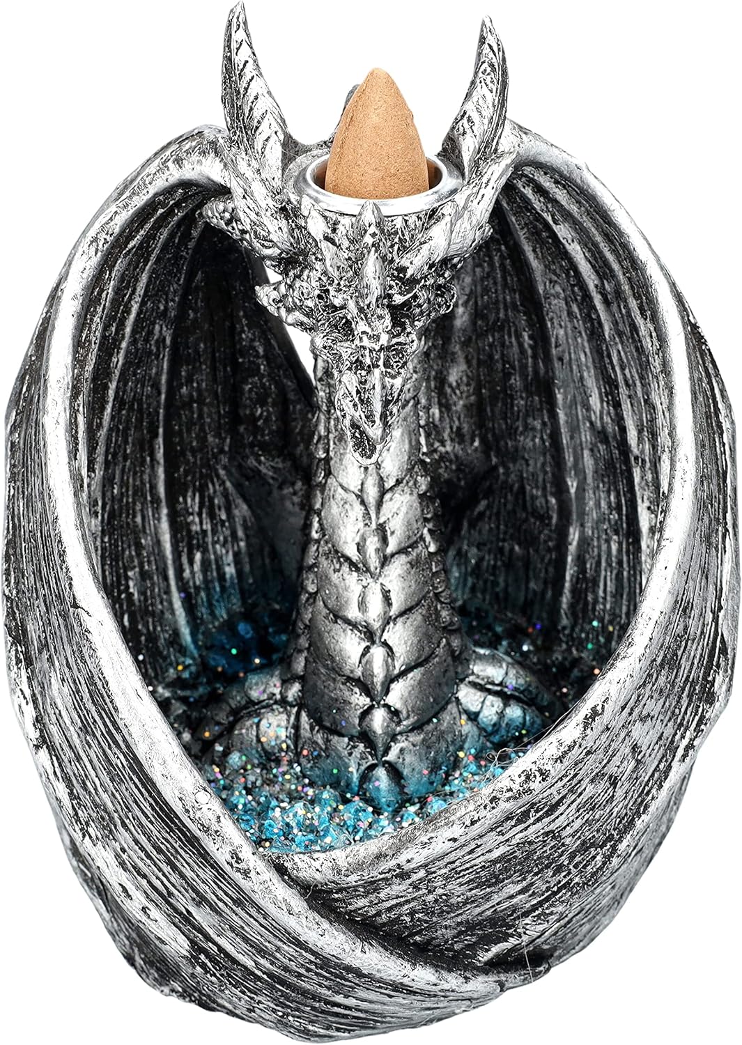 Pacific Giftware Backflow Dragon Silver Incense Burner