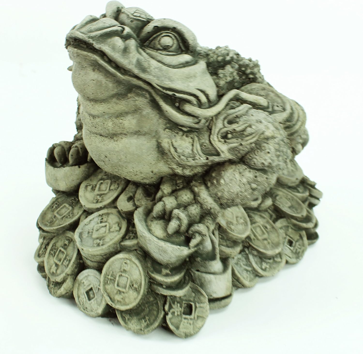 Rustic Twist Fountain Sphere with Foo Dog Pair