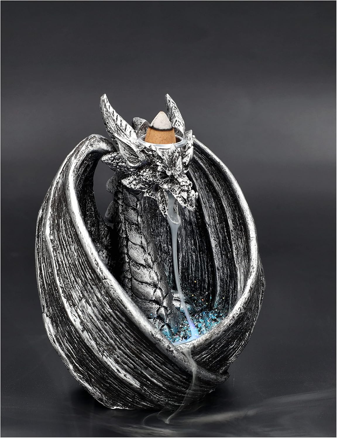 Pacific Giftware Backflow Dragon Silver Incense Burner